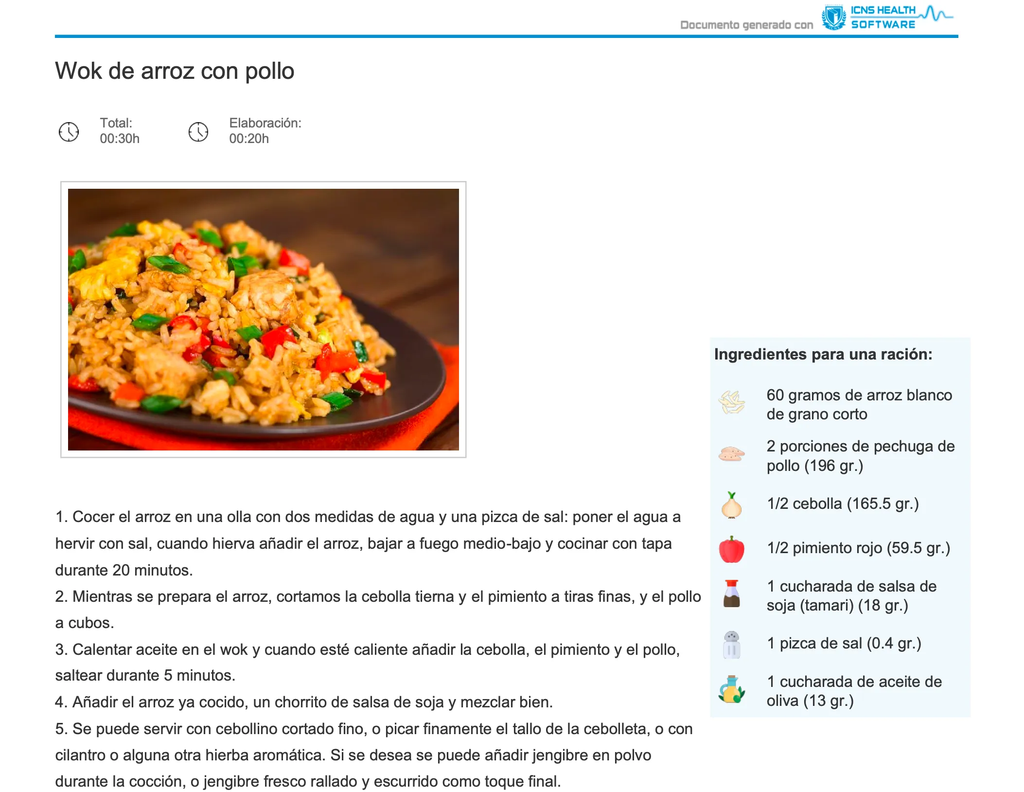 Ejemplo de receta saludable