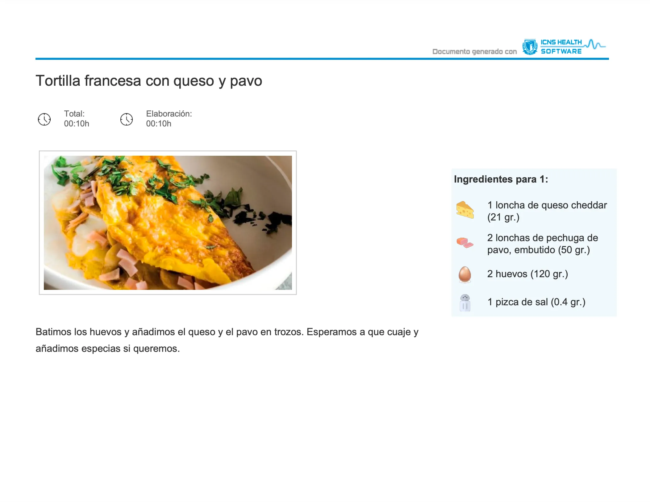 Ejemplo de receta equilibrada