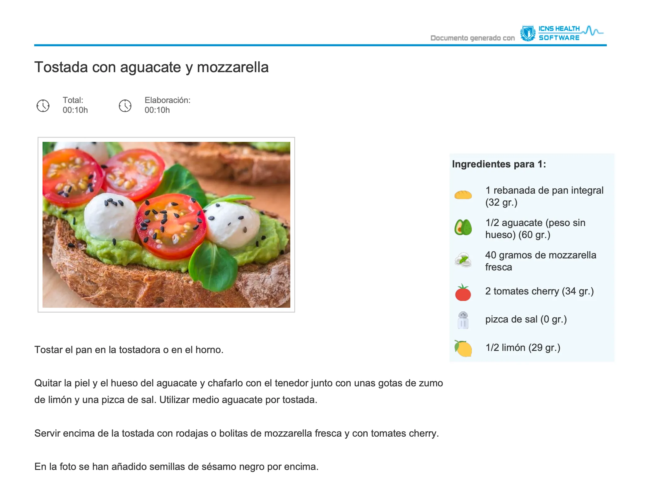 Ejemplo de material nutricional